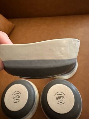Gibson Elite • set of 4 curvy bowls • small • pottery • ceramic • speckled